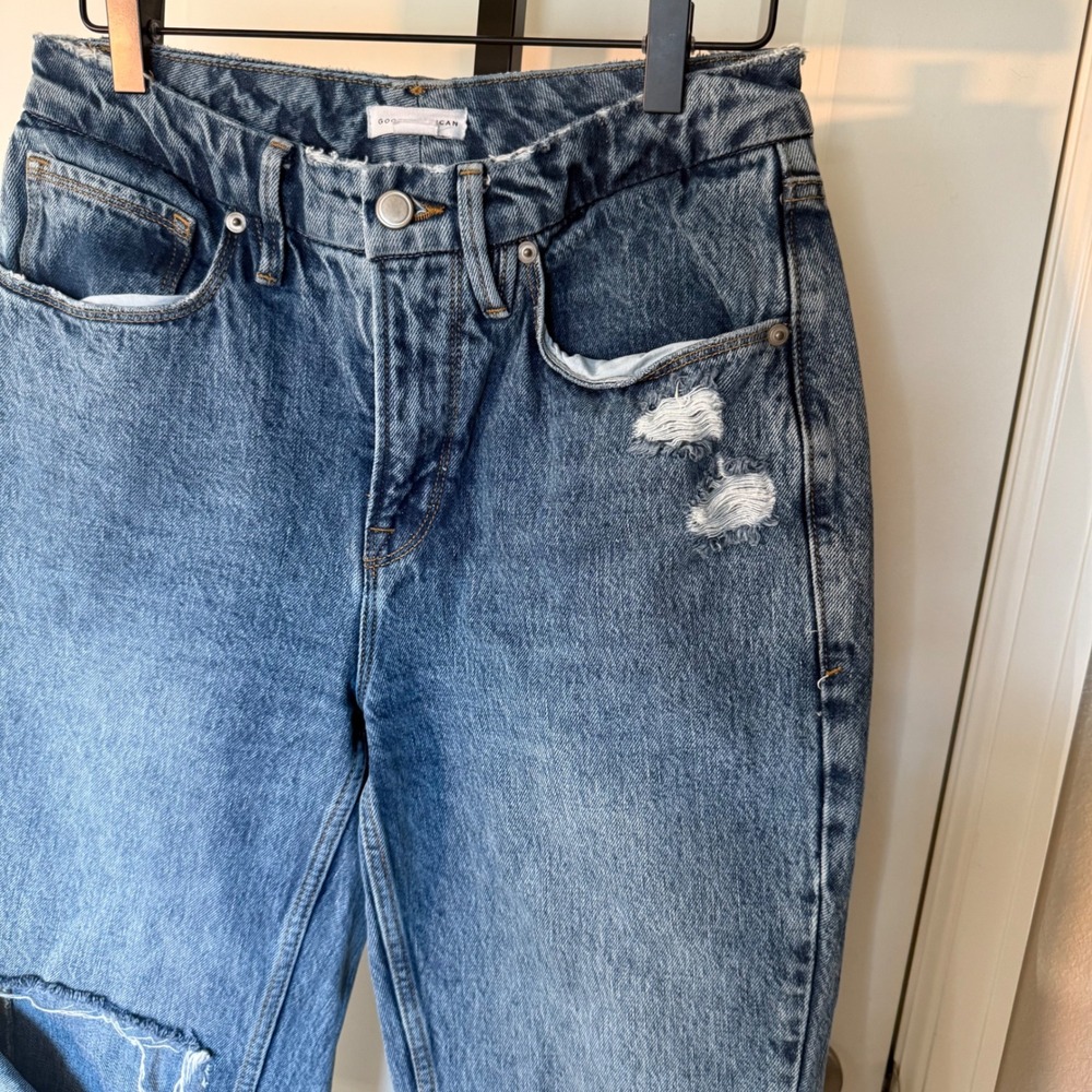 Good American '90s Duster Straight Leg Jeans Womens Size 4/27 Blue950 - Picture 4 of 11